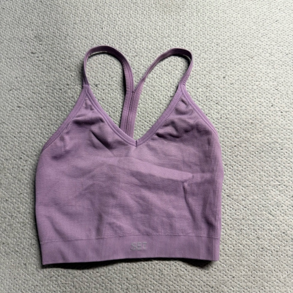 Set Active Purple Ribbed Active Sports Bra Bralette Size XSmall EUC
